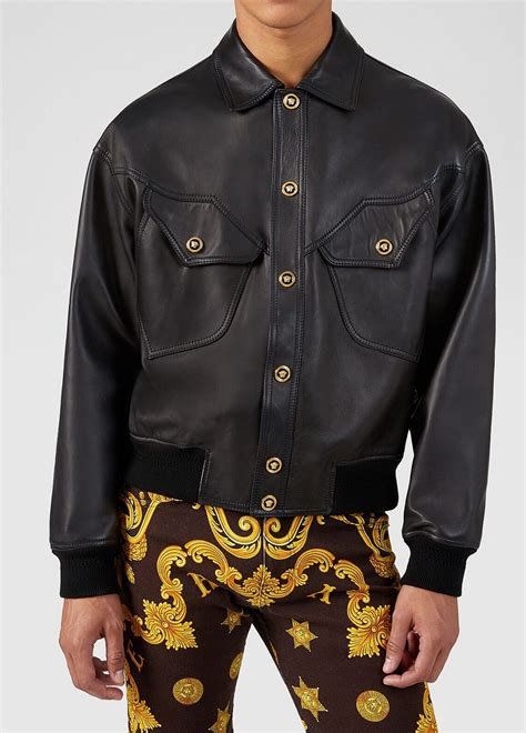 versace jacket 2018|versace leather jacket price.